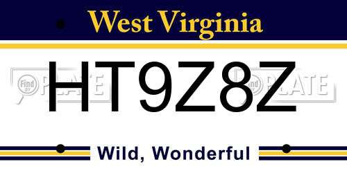 HT9Z8Z West Virginia License Plate