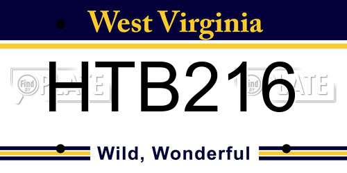 HTB216 West Virginia License Plate
