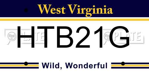 HTB21G West Virginia License Plate