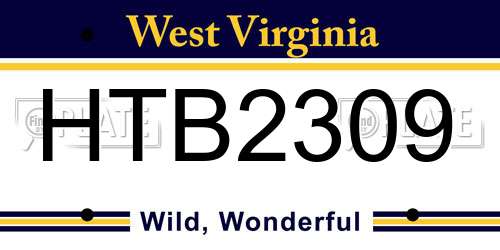 HTB2309 West Virginia License Plate