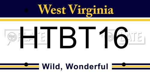 HTBT16 West Virginia License Plate