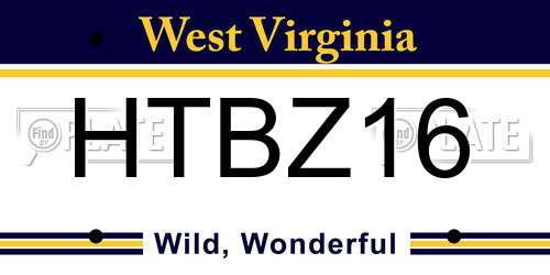 HTBZ16 West Virginia License Plate