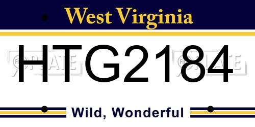 HTG2184 West Virginia License Plate