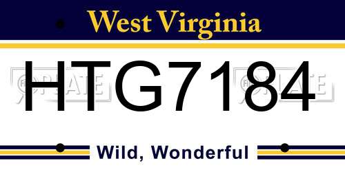 HTG7184 West Virginia License Plate