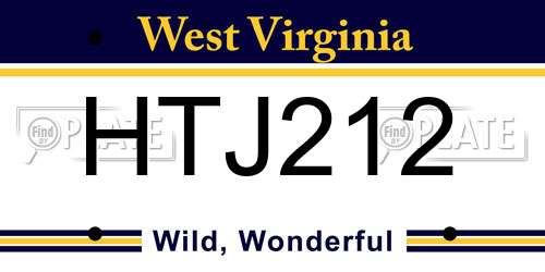 HTJ212 West Virginia License Plate
