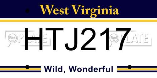 HTJ217 West Virginia License Plate