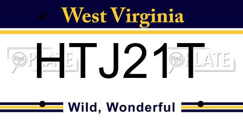 HTJ21T West Virginia License Plate
