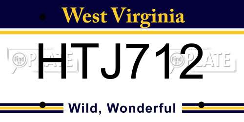 HTJ712 West Virginia License Plate