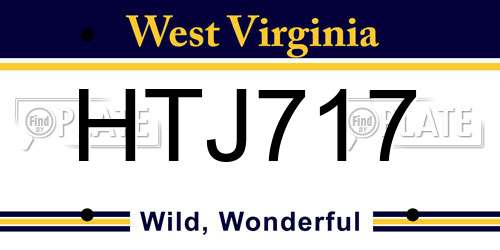 HTJ717 West Virginia License Plate