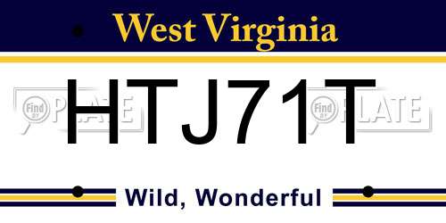 HTJ71T West Virginia License Plate