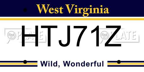 HTJ71Z West Virginia License Plate