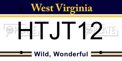 HTJT12 West Virginia License Plate