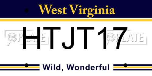 HTJT17 West Virginia License Plate
