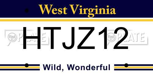 HTJZ12 West Virginia License Plate