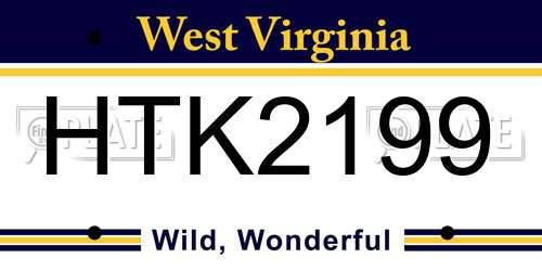 HTK2199 West Virginia License Plate