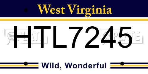 HTL7245 West Virginia License Plate