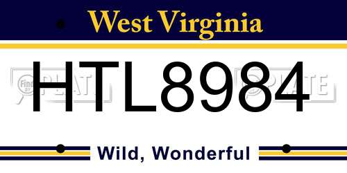 HTL8984 West Virginia License Plate