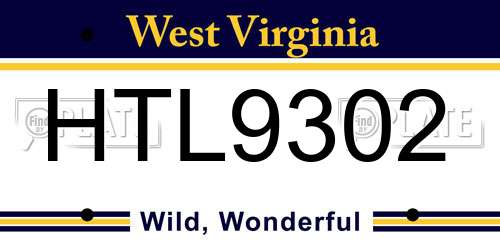HTL9302 West Virginia License Plate