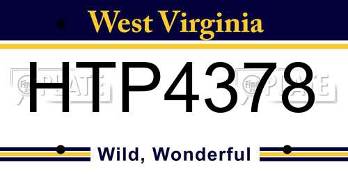 HTP4378 West Virginia License Plate