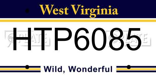 HTP6085 West Virginia License Plate