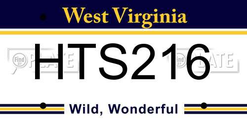 HTS216 West Virginia License Plate