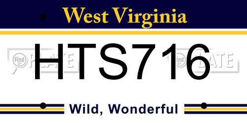 HTS716 West Virginia License Plate