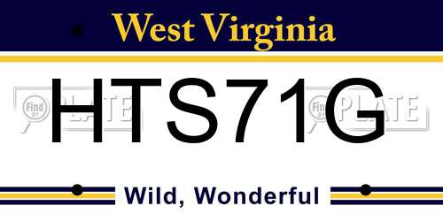 HTS71G West Virginia License Plate