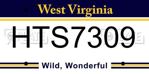 HTS7309 West Virginia License Plate
