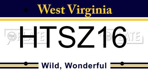 HTSZ16 West Virginia License Plate