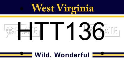HTT136 West Virginia License Plate