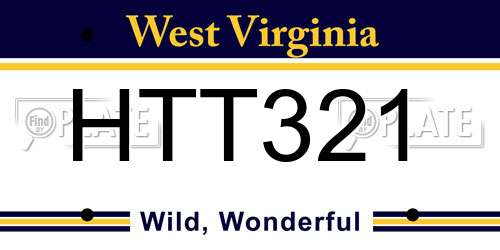 HTT321 West Virginia License Plate