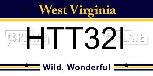 HTT32I West Virginia License Plate