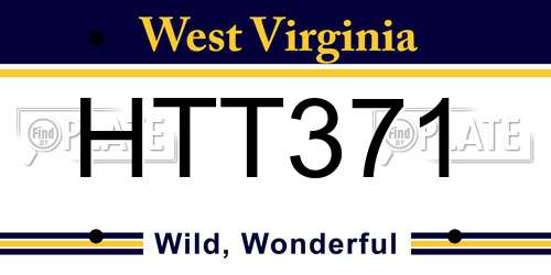 HTT371 West Virginia License Plate