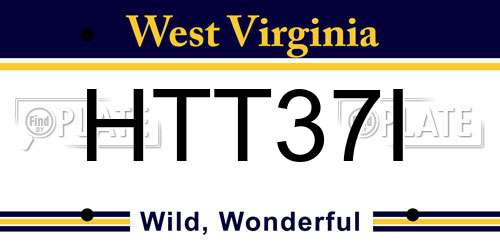 HTT37I West Virginia License Plate