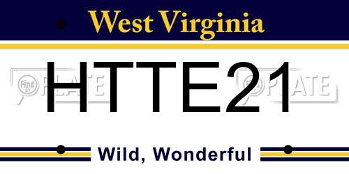 HTTE21 West Virginia License Plate