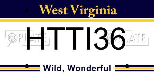 HTTI36 West Virginia License Plate