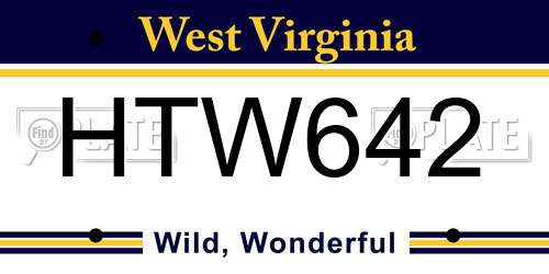 HTW642 West Virginia License Plate