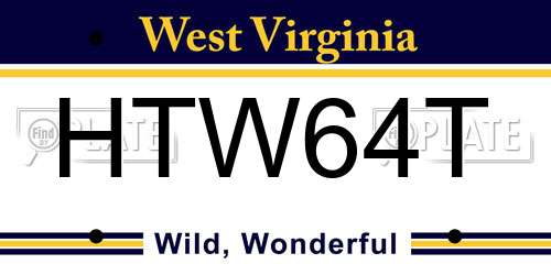 HTW64T West Virginia License Plate