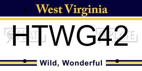 HTWG42 West Virginia License Plate
