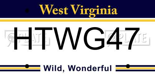 HTWG47 West Virginia License Plate