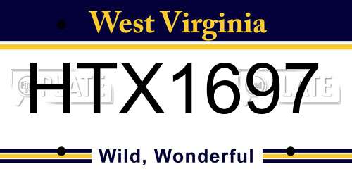 HTX1697 West Virginia License Plate