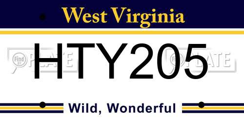 HTY205 West Virginia License Plate