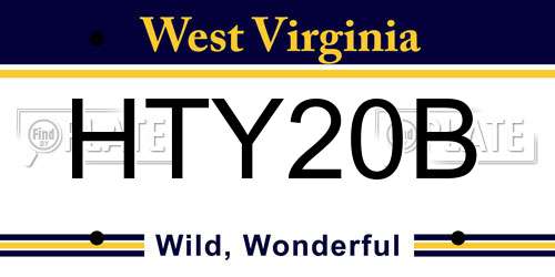 HTY20B West Virginia License Plate