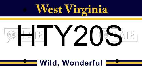 HTY20S West Virginia License Plate
