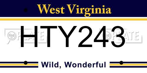 HTY243 West Virginia License Plate