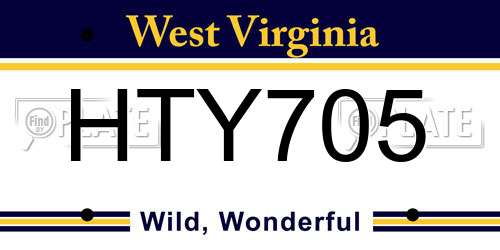 HTY705 West Virginia License Plate