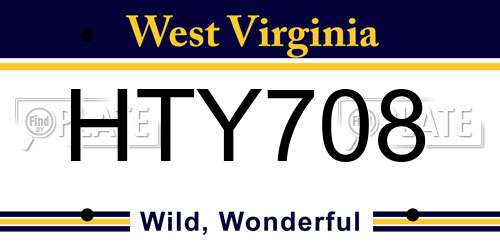 HTY708 West Virginia License Plate