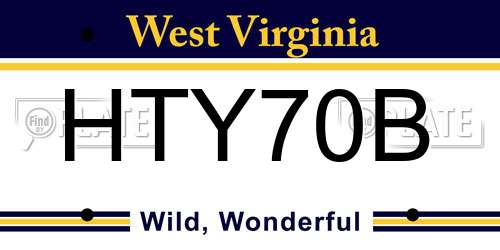 HTY70B West Virginia License Plate