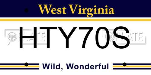 HTY70S West Virginia License Plate