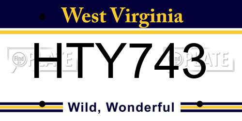 HTY743 West Virginia License Plate